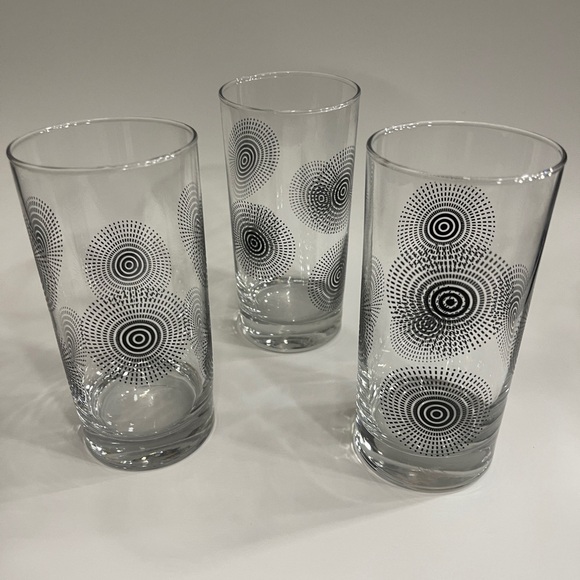 Set of 3 Libbey Royal Norfolk Starburst Atomic Glass Tumblers - 16 oz - Vintage - Picture 10 of 13